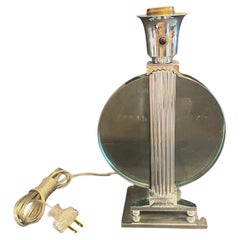Wonderful Rare Walter Von Nessen Chrome Nickel Plated Brass Glass Table Lamp