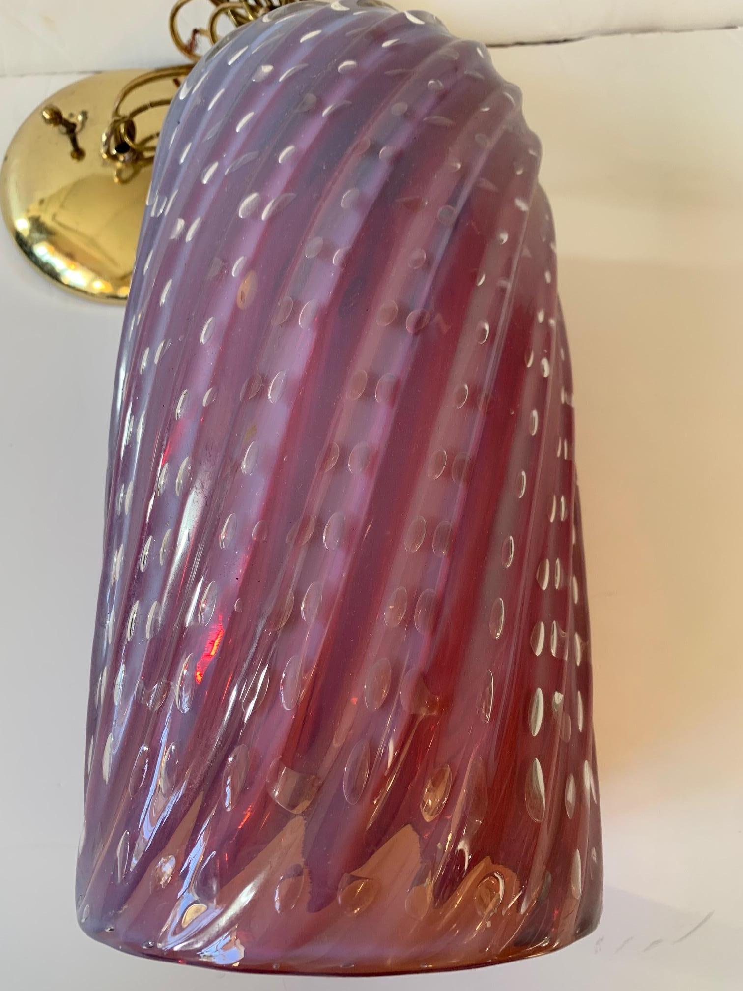 italien Magnifique luminaire à suspension vintage en verre de Murano en vente