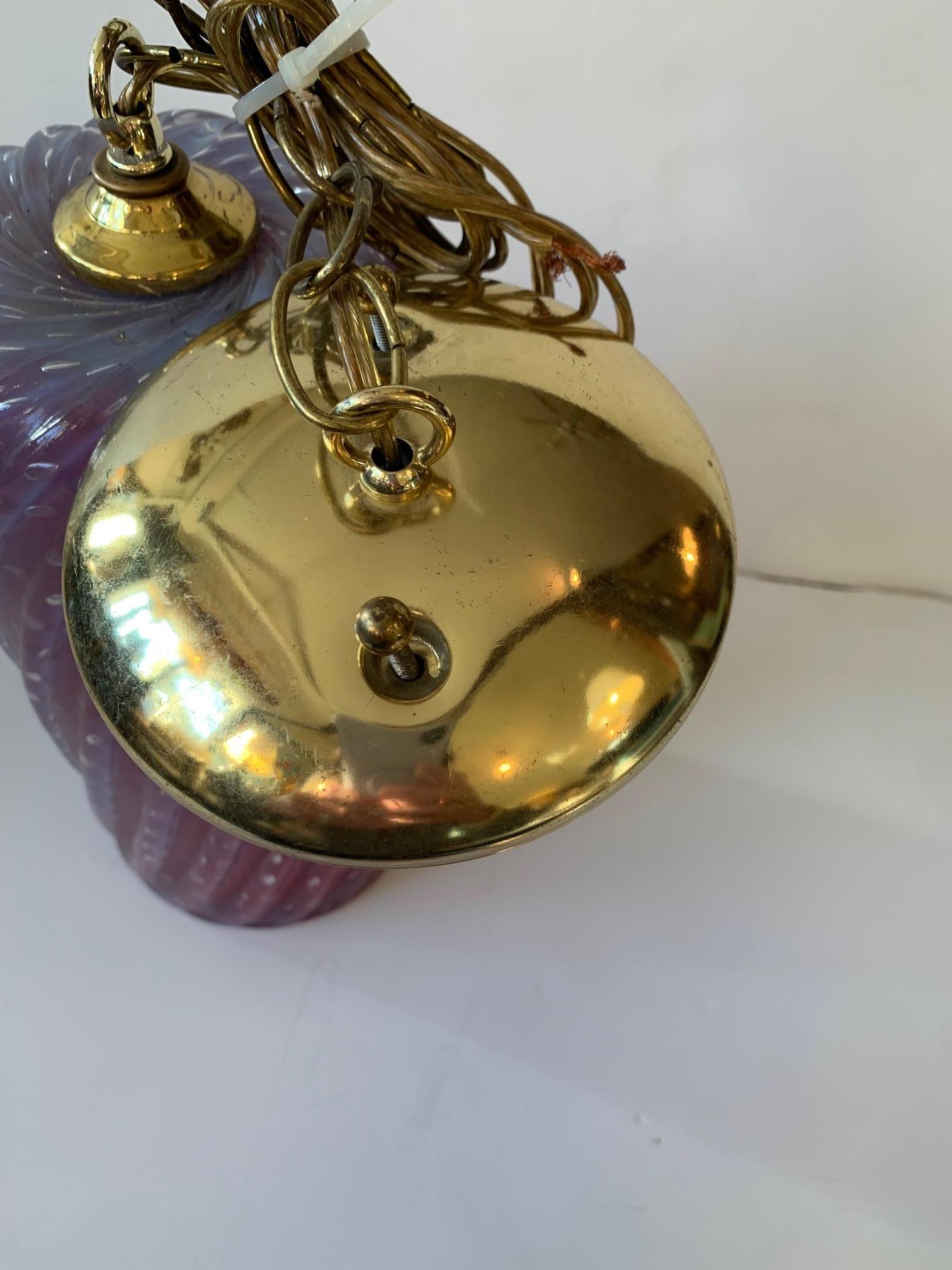 Wonderful Murano Glass Vintage Pendant Light Fixture In Good Condition For Sale In Hopewell, NJ