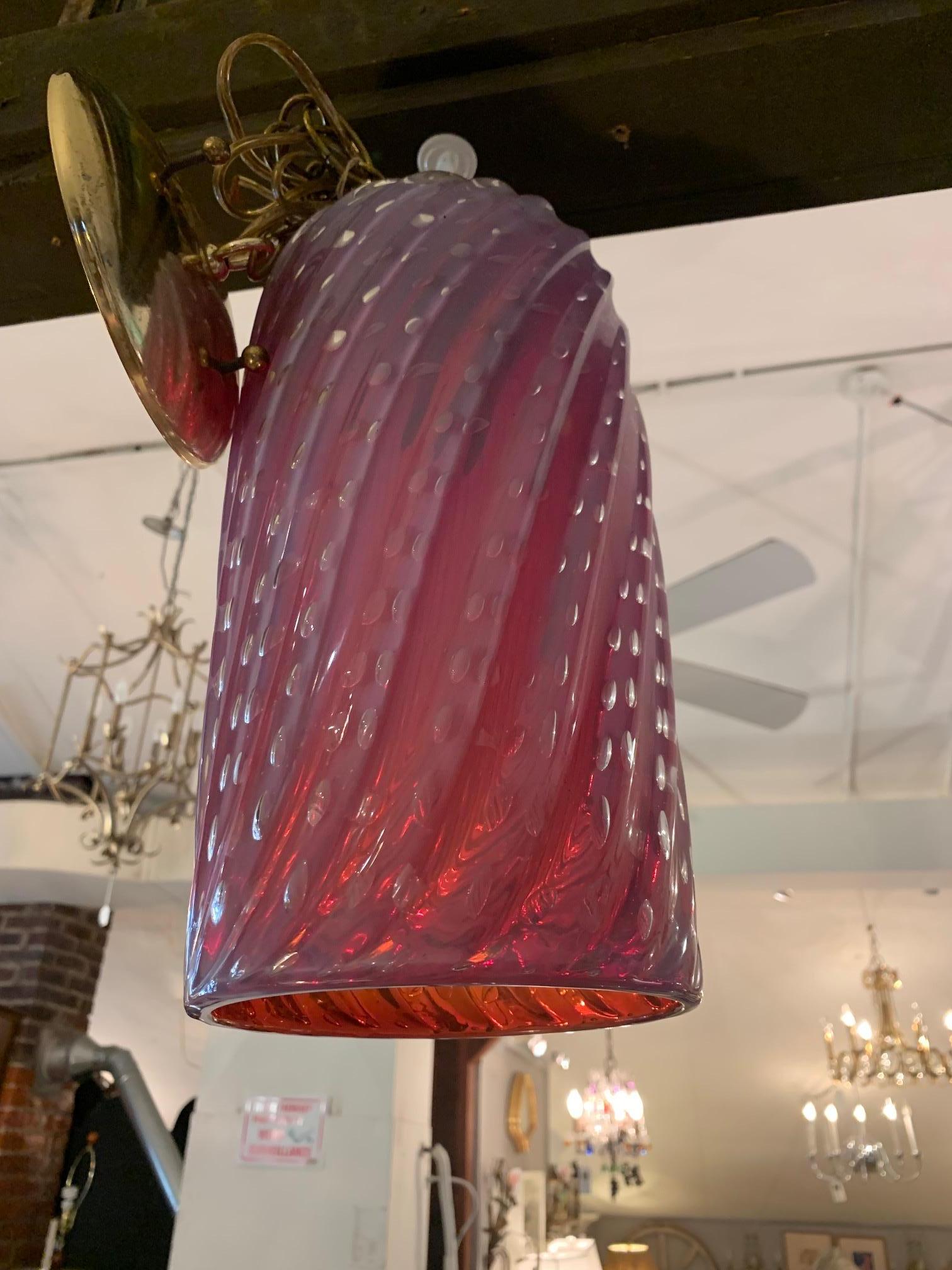 Milieu du XXe siècle Magnifique luminaire à suspension vintage en verre de Murano en vente