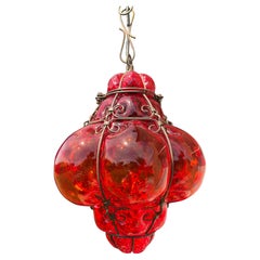 Wonderful Red Venetian Lantern, Seguso Murano Glass, Italy, 1950s