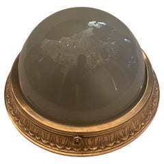 Wonderful Regency Neoclassical Bronze Frosted Glass Ceiling Flush Mount Fixture
