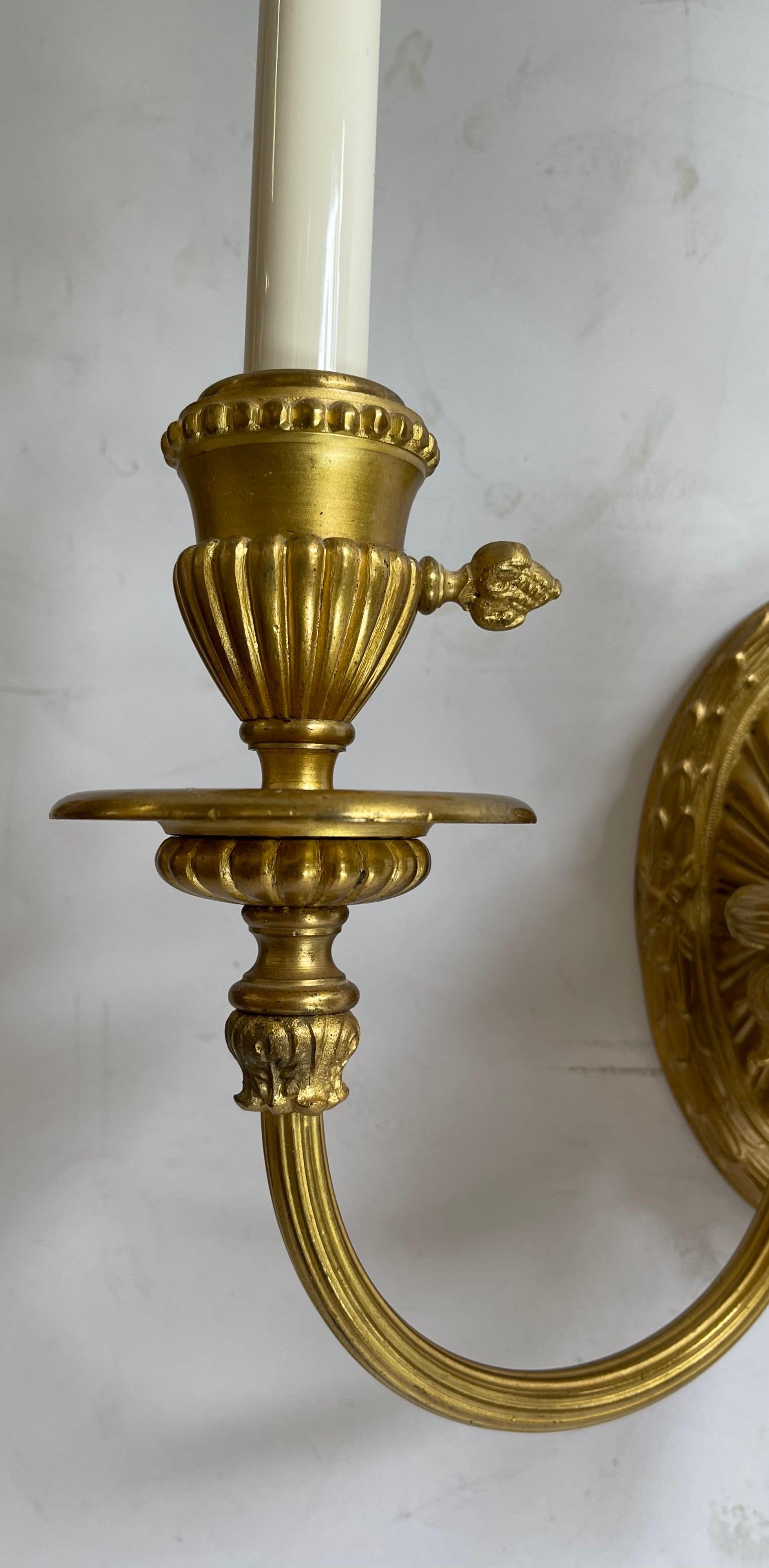 French Wonderful Regency Neoclassical Pair Urn Form Bronze Empire E.F. Caldwell Sconces