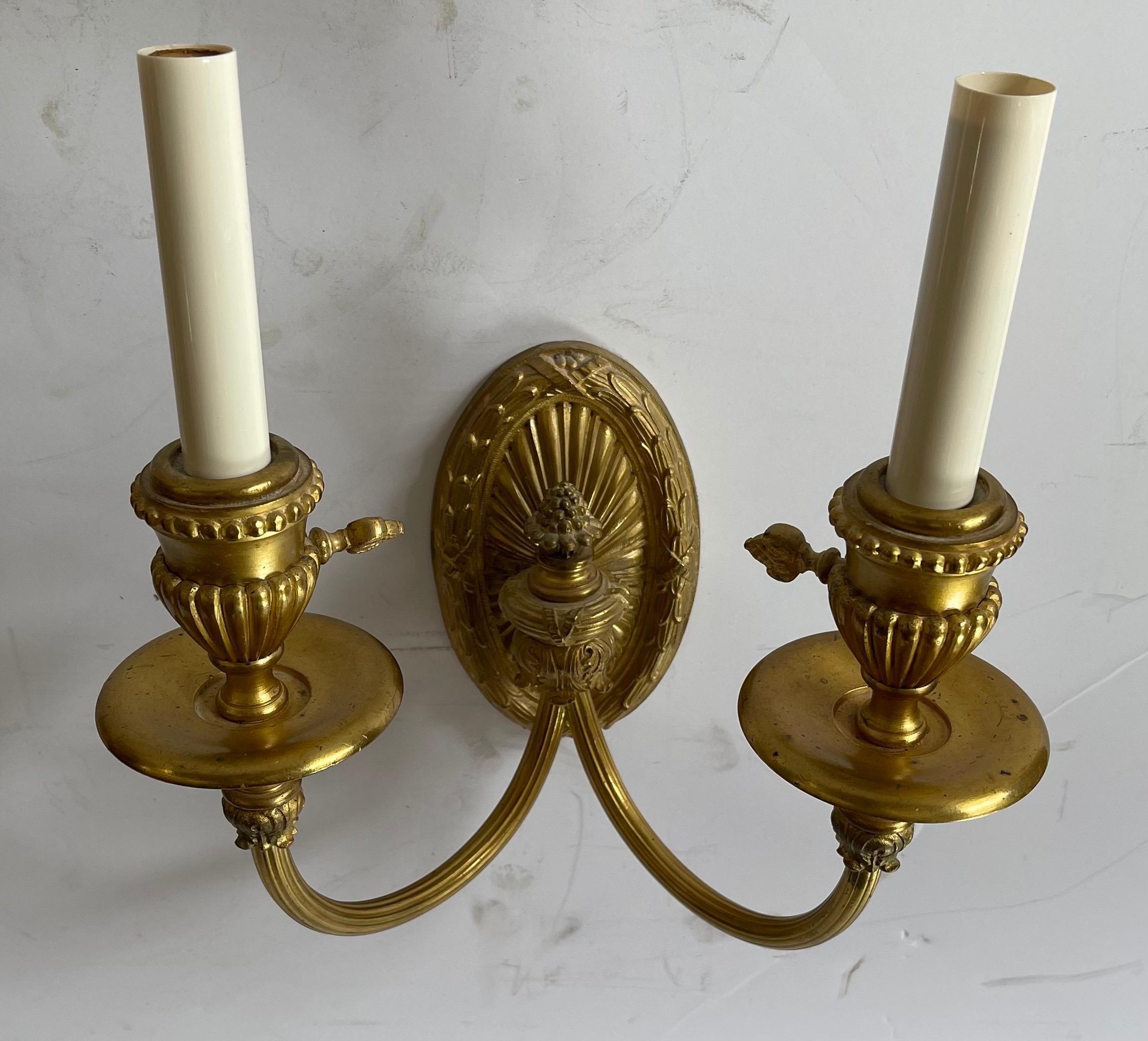 20th Century Wonderful Regency Neoclassical Pair Urn Form Bronze Empire E.F. Caldwell Sconces