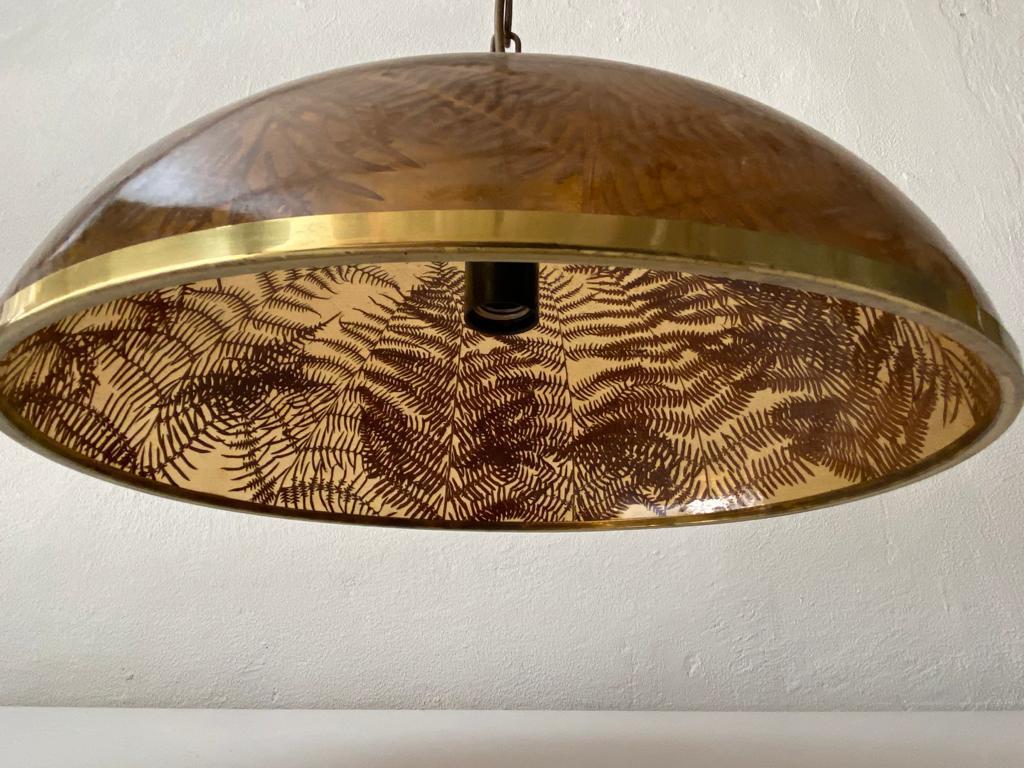 Wonderful Resin Shade with Real Leafs Pendant Lamp, 1970s Italy 1