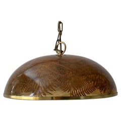 Wonderful Resin Shade with Real Leafs Pendant Lamp, 1970s Italy