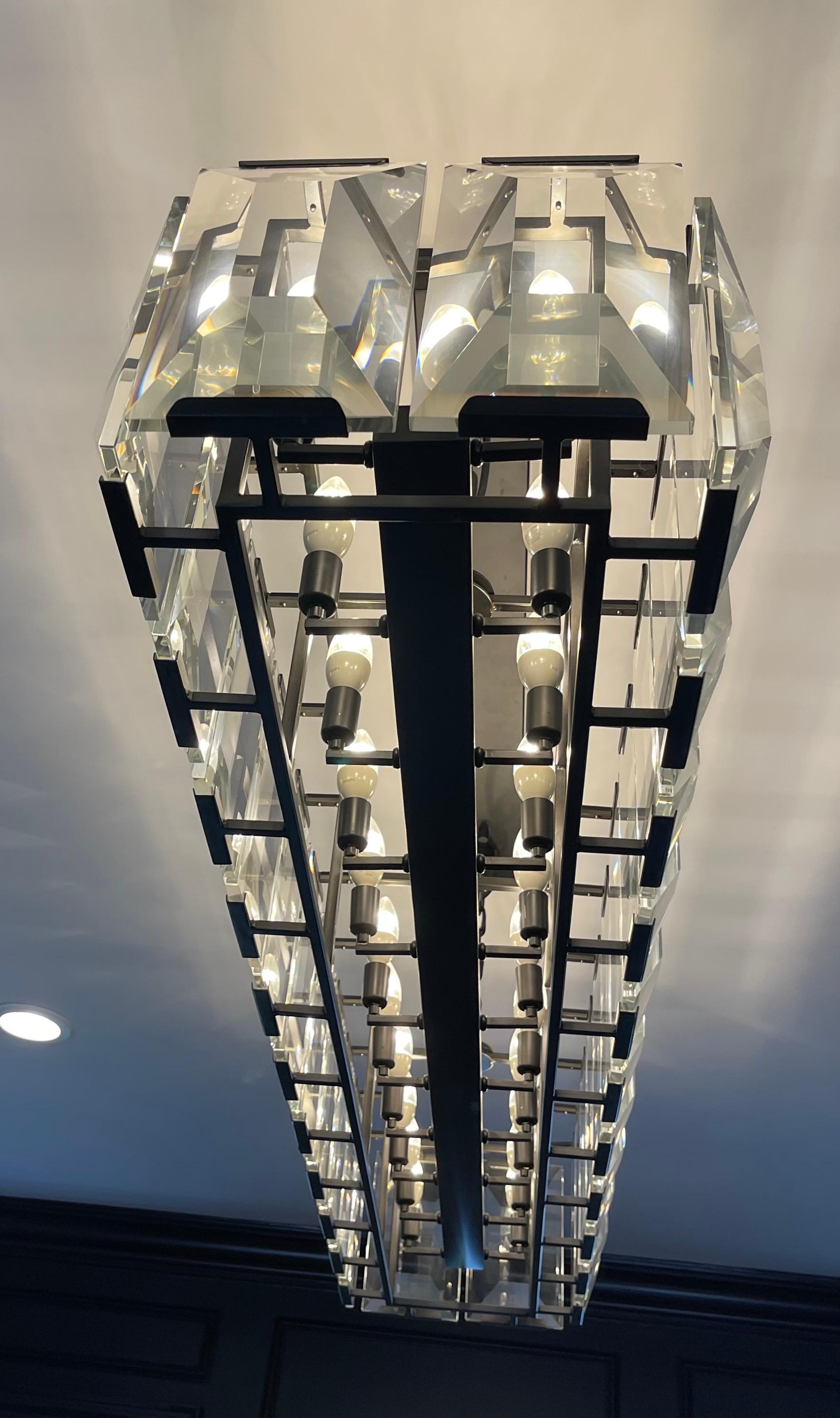 Gilt Wonderful Restoration Hardware Harlow Large Rectangular Crystal Iron Chandelier For Sale