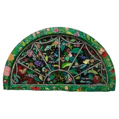 Wonderful Reverse Painting on Glass Window of Butterflies