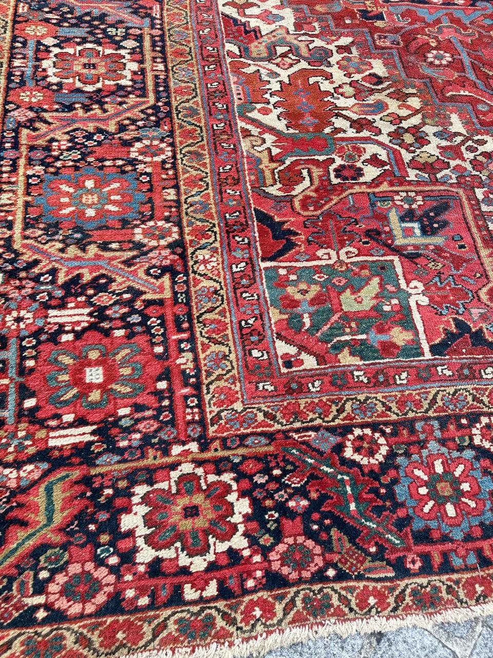 Bobyrug’s Wonderful room size antique Heriz style rug  For Sale 3