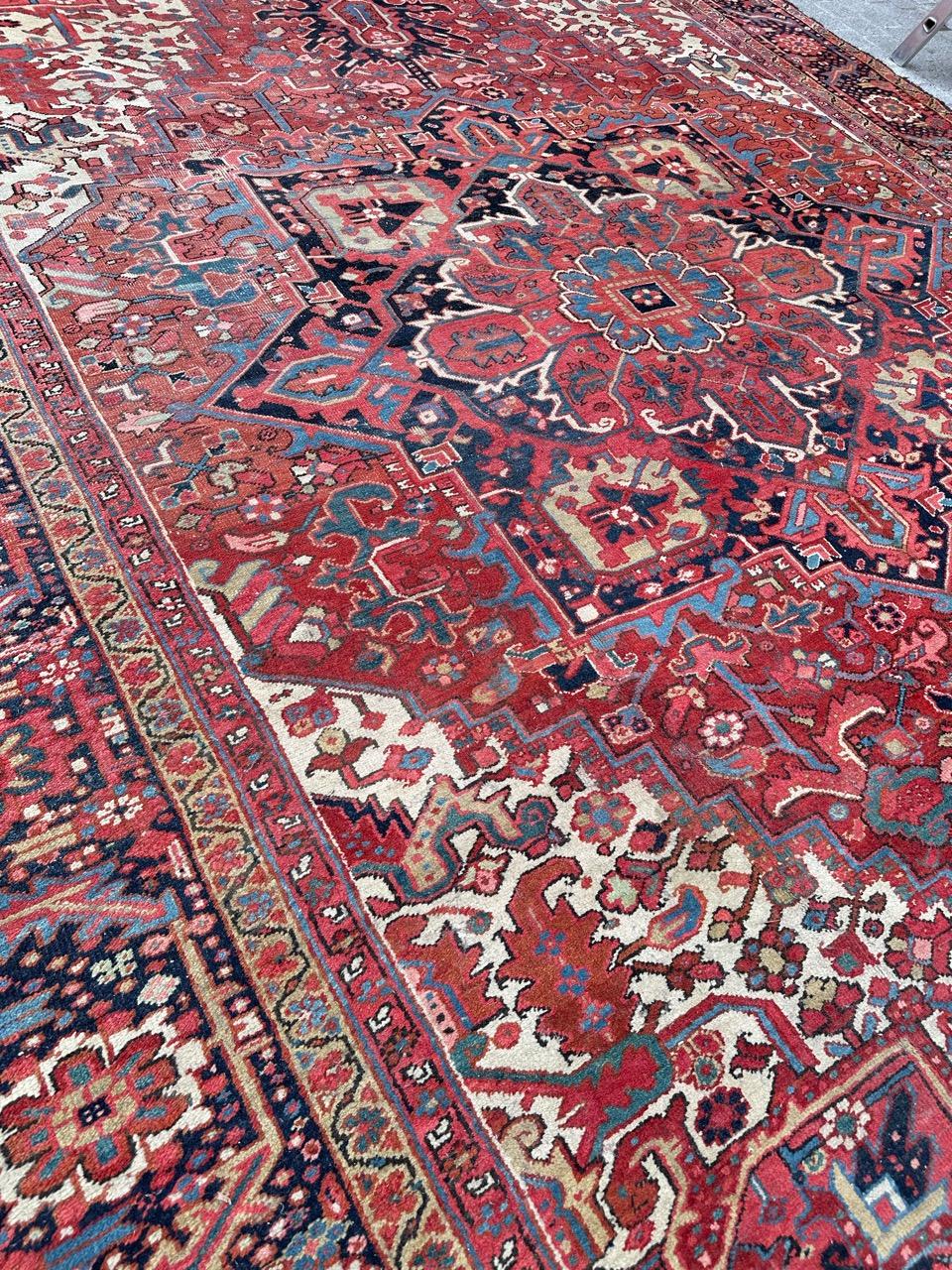 Bobyrug’s Wonderful room size antique Heriz style rug  For Sale 4