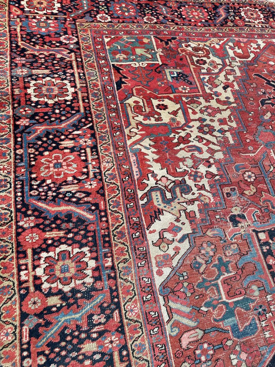 Bobyrug’s Wonderful room size antique Heriz style rug  For Sale 5