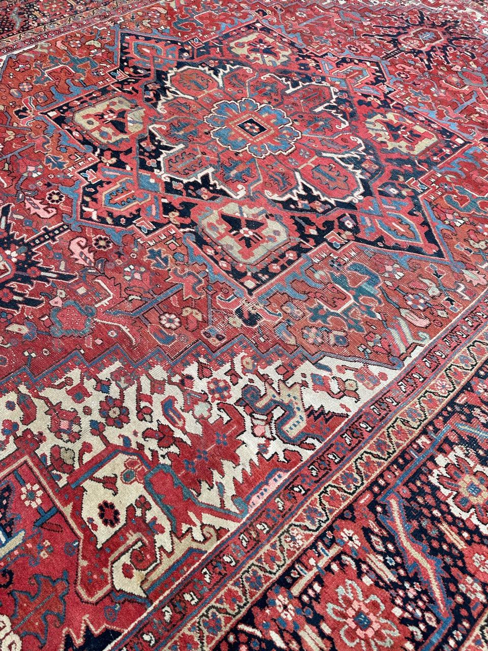 Turkish Bobyrug’s Wonderful room size antique Heriz style rug  For Sale