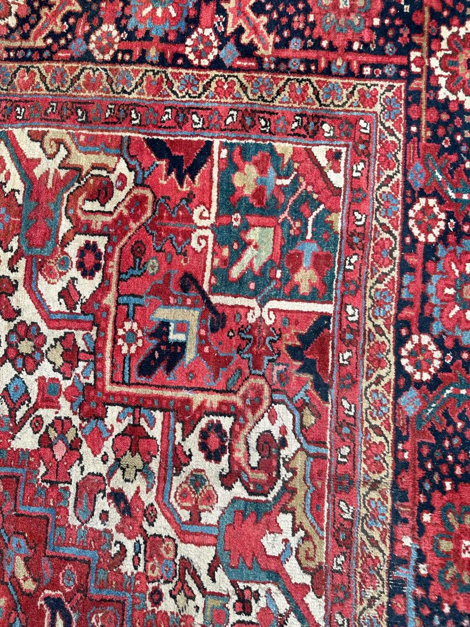 Wool Bobyrug’s Wonderful room size antique Heriz style rug  For Sale