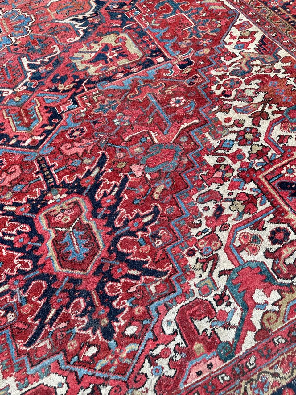 Bobyrug’s Wonderful room size antique Heriz style rug  For Sale 1