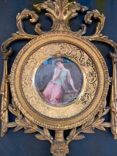Wonderful Royal Vienna Erwartung Porcelain Portrait Plate Giltwood Frame