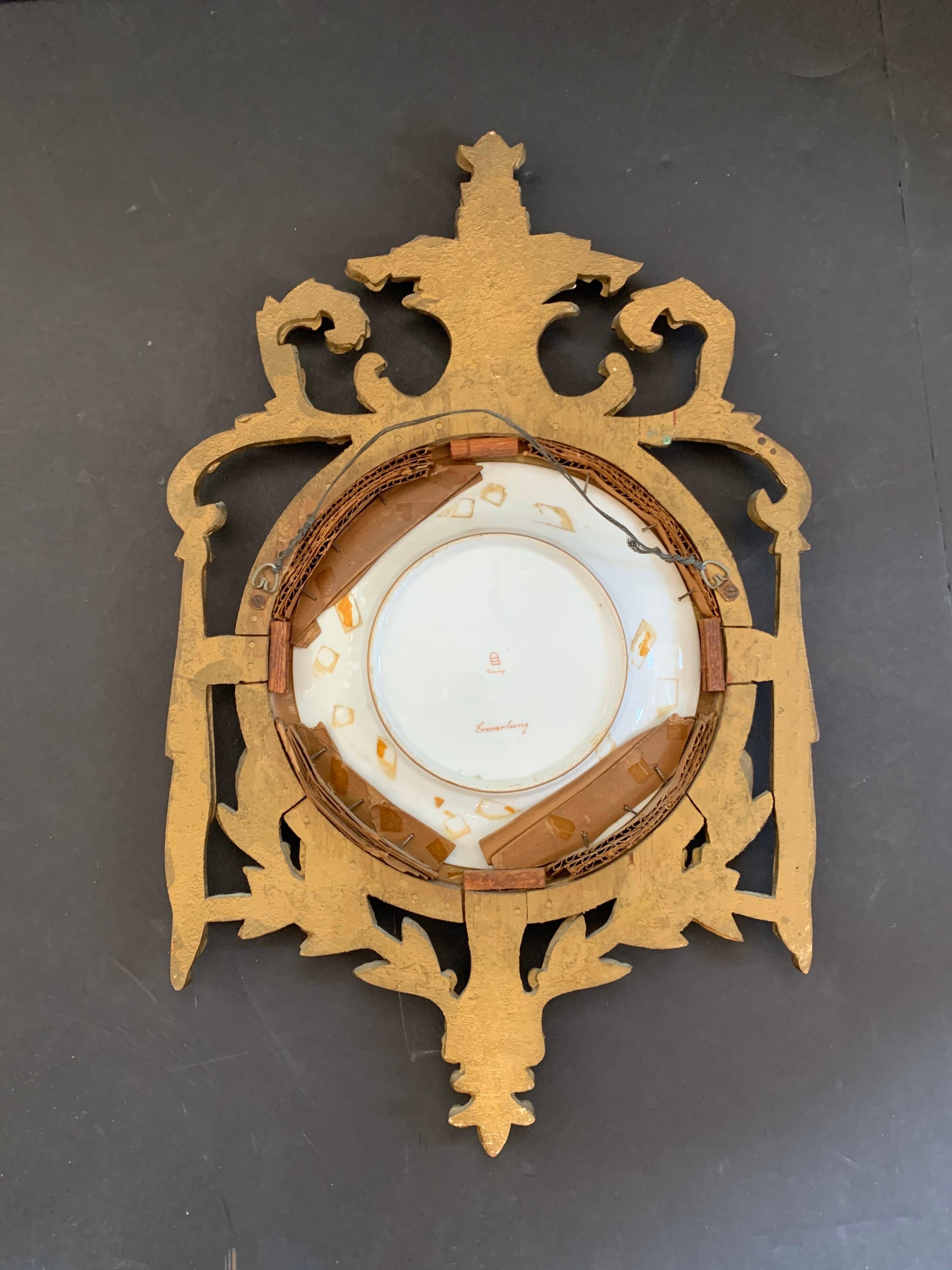 Belle Époque Wonderful Royal Vienna Erwartung Porcelain Portrait Plate Giltwood Frame