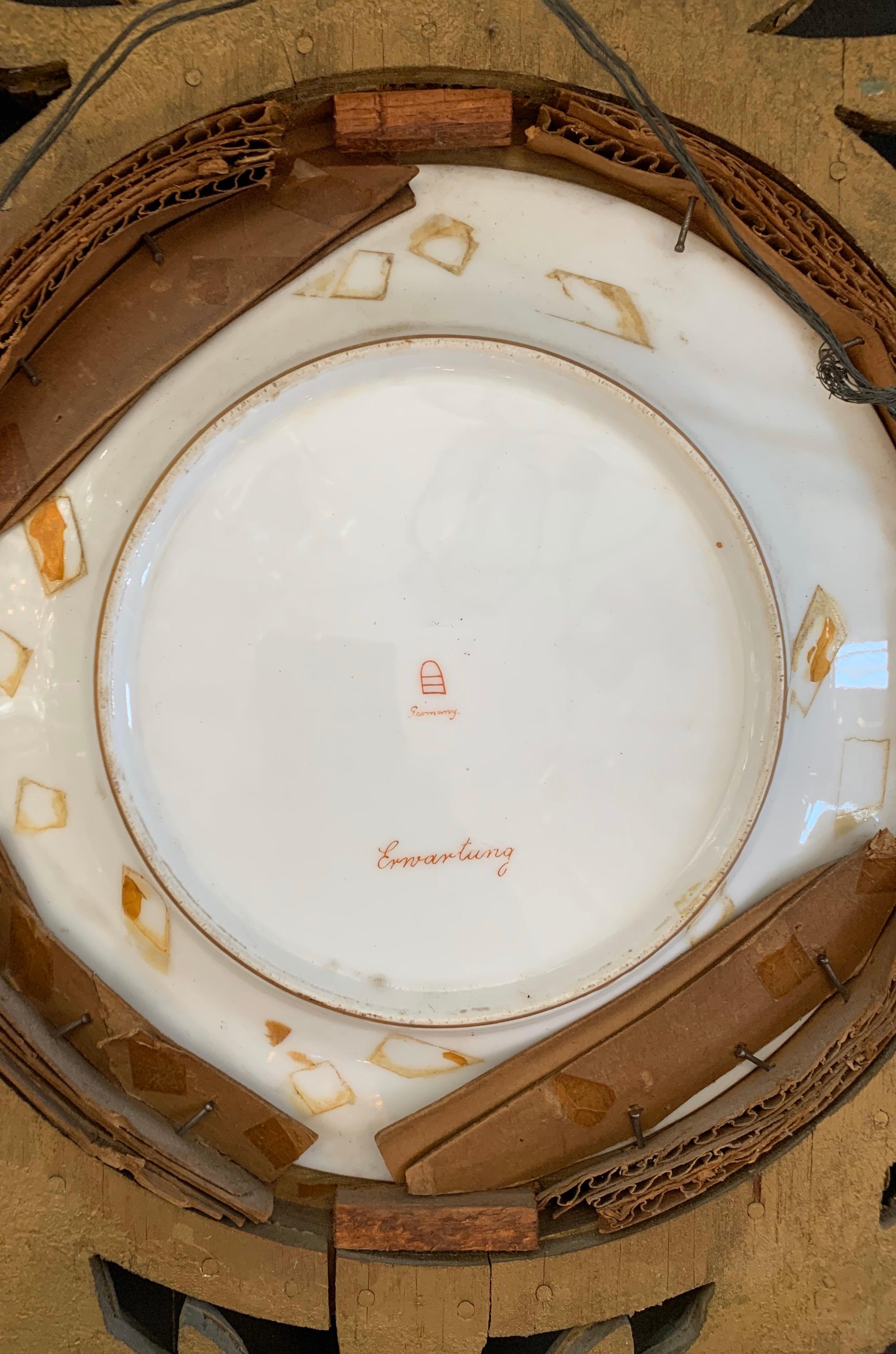 German Wonderful Royal Vienna Erwartung Porcelain Portrait Plate Giltwood Frame
