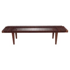 Wonderful Scandinavian Teak Slatted Bench from the 1960s