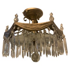 Wonderful Semi Flush Mount Bronze Drape Swag Crystal Pendent Petite Chandelier