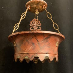 Wonderful Semi Flush Tole Hand Painted Crystal Petite Chandelier Pendent Fixture