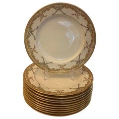 Maravilloso Servicio 11 Platos de Vajilla de Porcelana Pintados a Mano Copeland Bow Flower