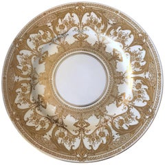 Wonderful Set 12 Service Dinner Plates Royal Worcester Gold White Ornate Dishes