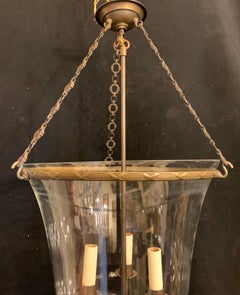 Wonderful Large Vaughan Glass Bell Jar Lantern Fixture Bronze Ribbon Reed