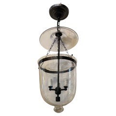 Wonderful Set 4 Brass Clear Blown Glass Bell Jar Lanterns Light Fixtures