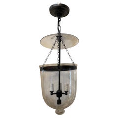 Wonderful Set 4 Brass Clear Blown Glass Bell Jar Lanterns Light Fixtures