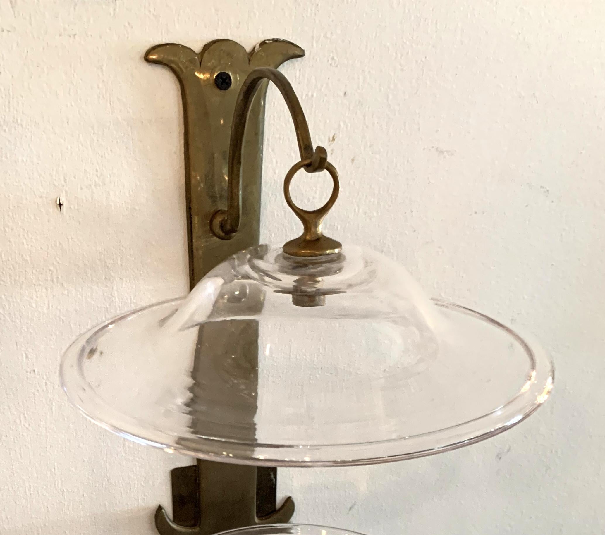 Wonderful Set 4 English Regency Bronze Hurricane Glass Lantern Sconces 1