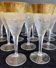 Wonderful Set 4 Moser Splendid Cut Crystal 24K Gold Rim Water Glasses Goblets