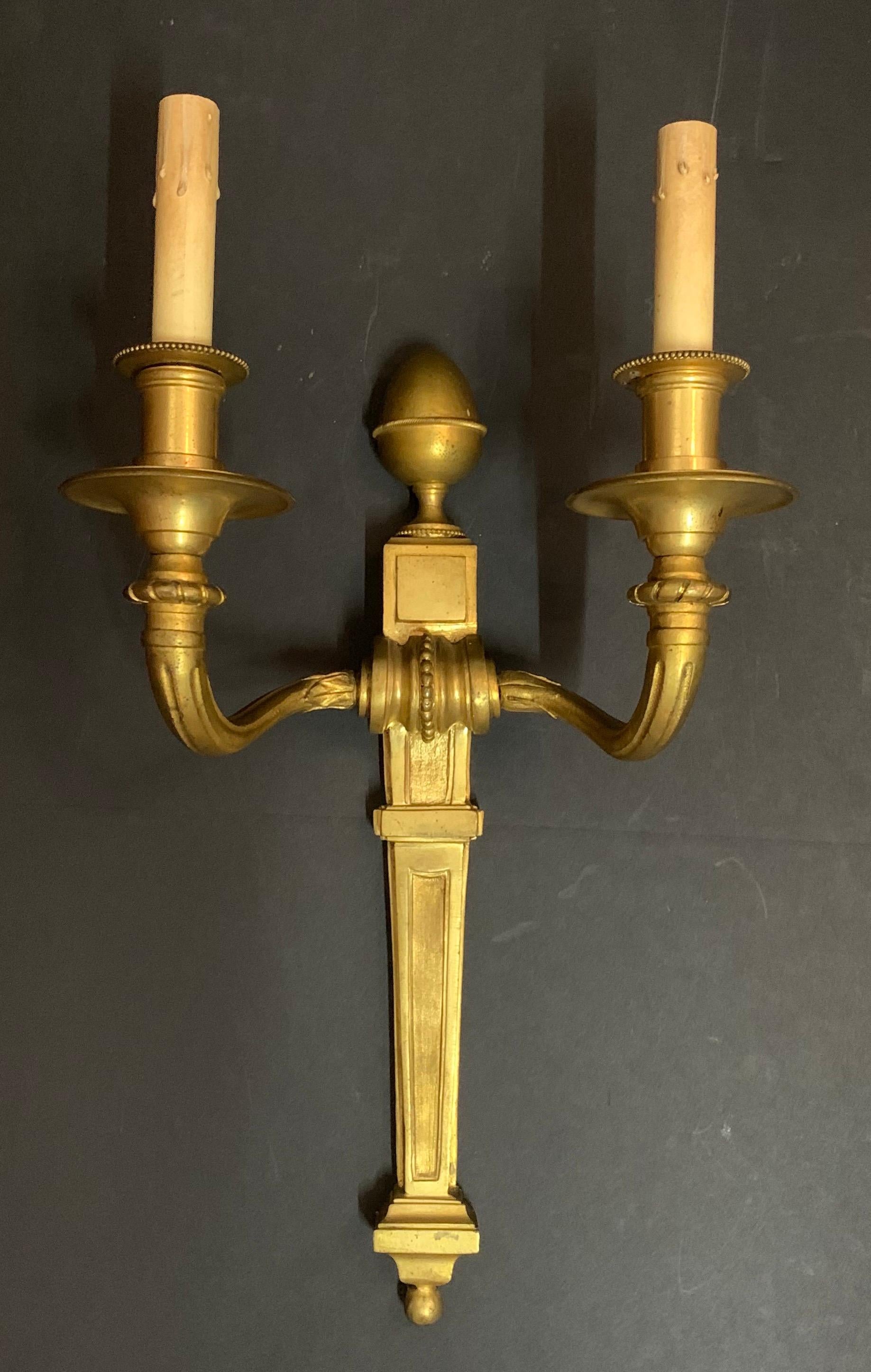 A wonderful set of 4 (two pairs) French bronze Empire / neoclassical urn two candelabra light sconces in the manner of E.F. Caldwell.