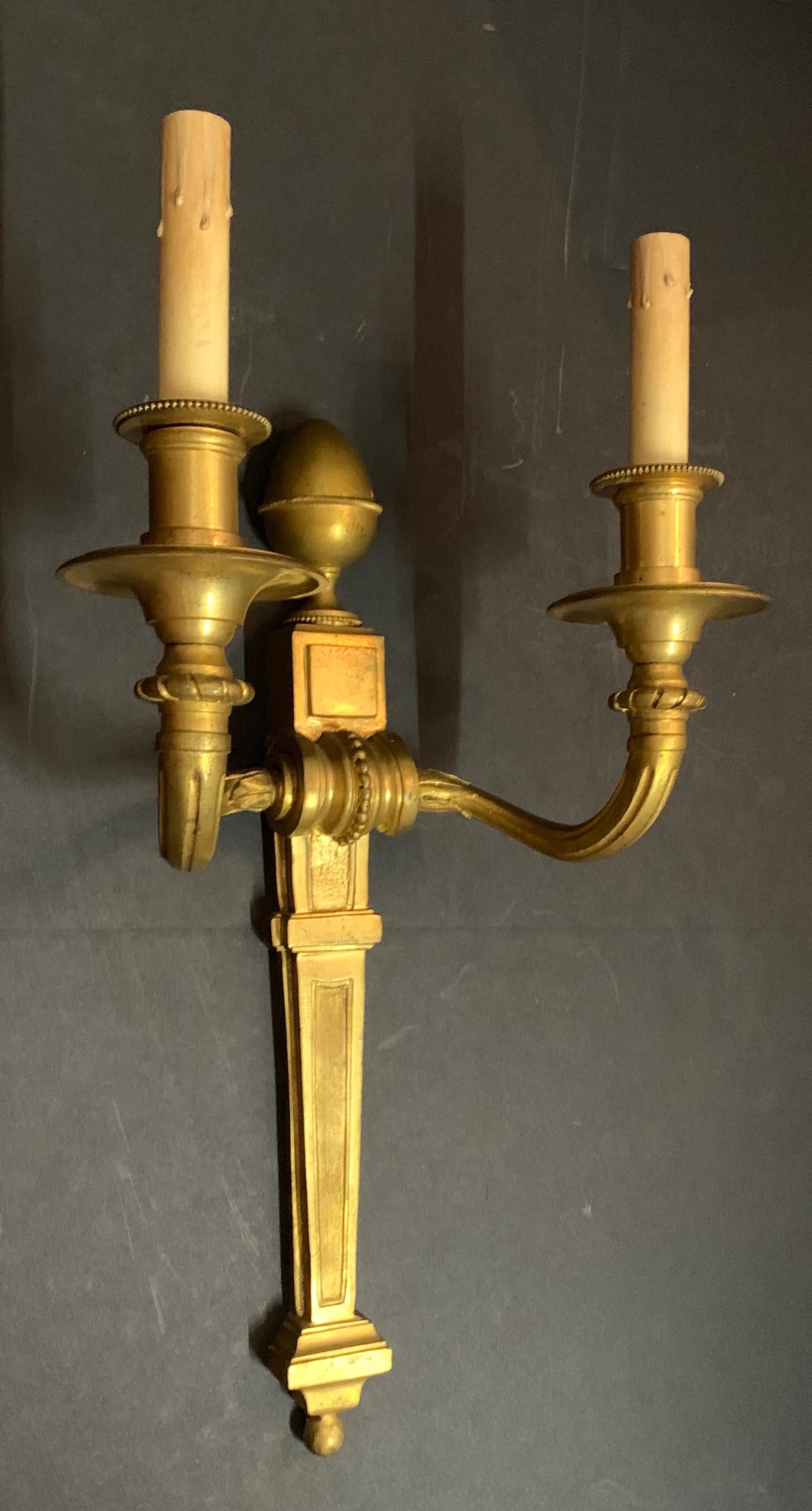 20th Century Set of 4 Two Pairs French Bronze Empire Caldwell Neoclassical Urn Sconces
