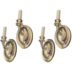 Merveilleux ensemble de 4 paires d'appliques Vaughan Art Nouveau à bras unique en nickel chromé