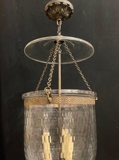 Wonderful Set 4 Vaughan 3 Light Bronze Glass Regency Hall Lantern Light Fixtures