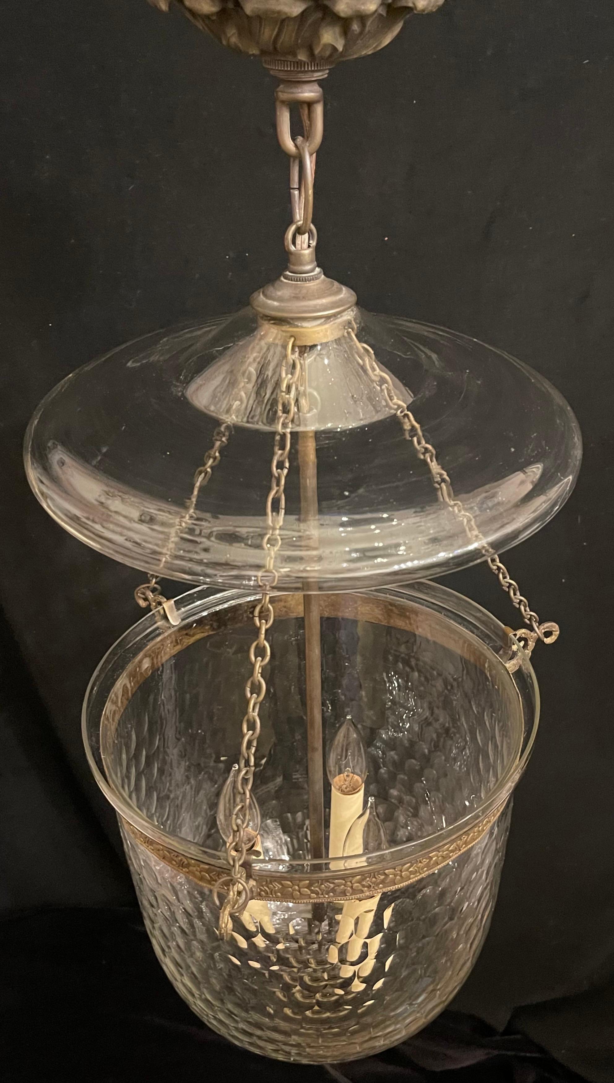 Brass Wonderful Set 4 Vaughan 3 Light Bronze Glass Regency Hall Lantern Light Fixtures