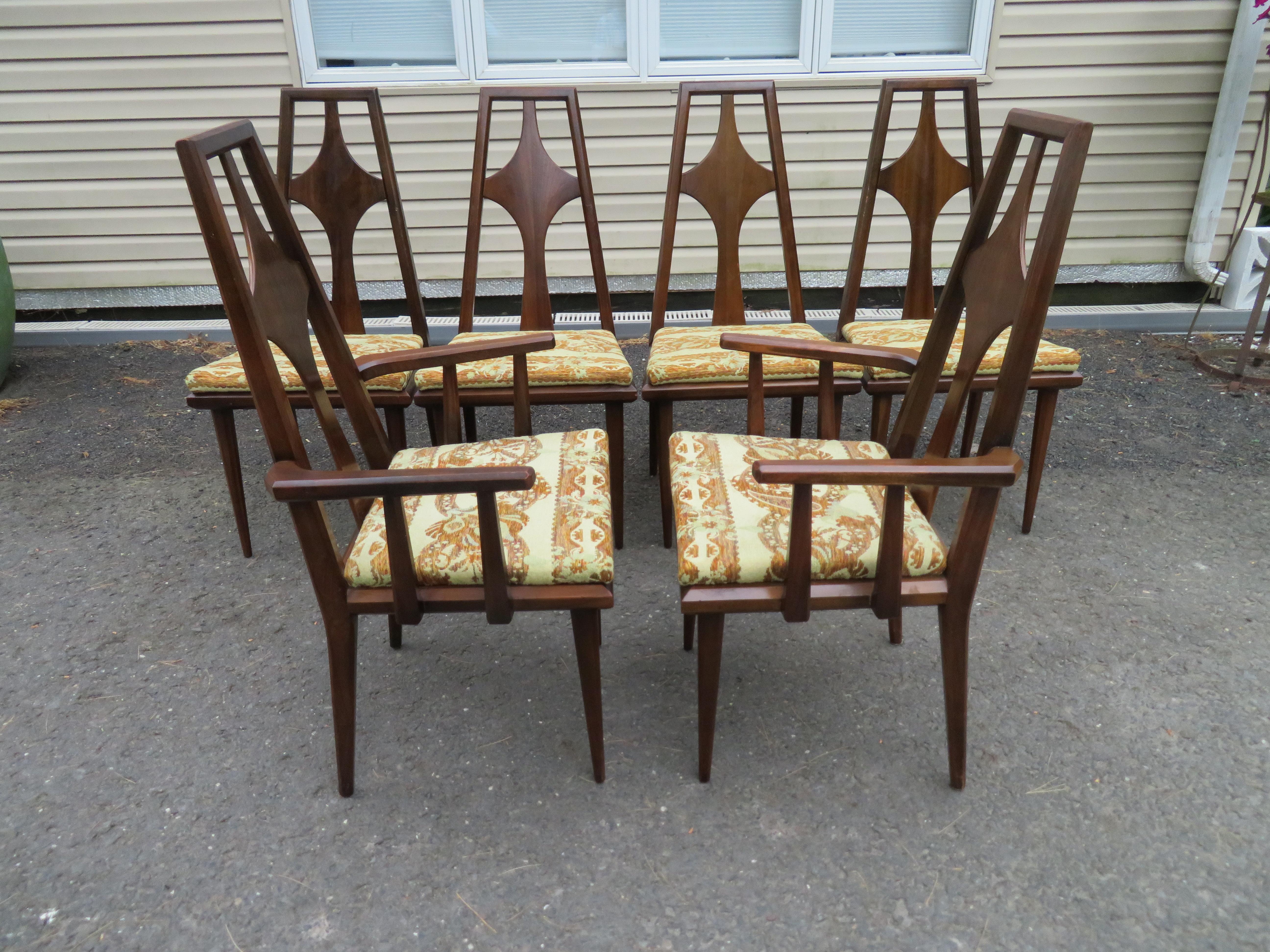 Wonderful Set 6 Edmond J. Spence Walnut Dining Chairs Swedish Modern For Sale 2
