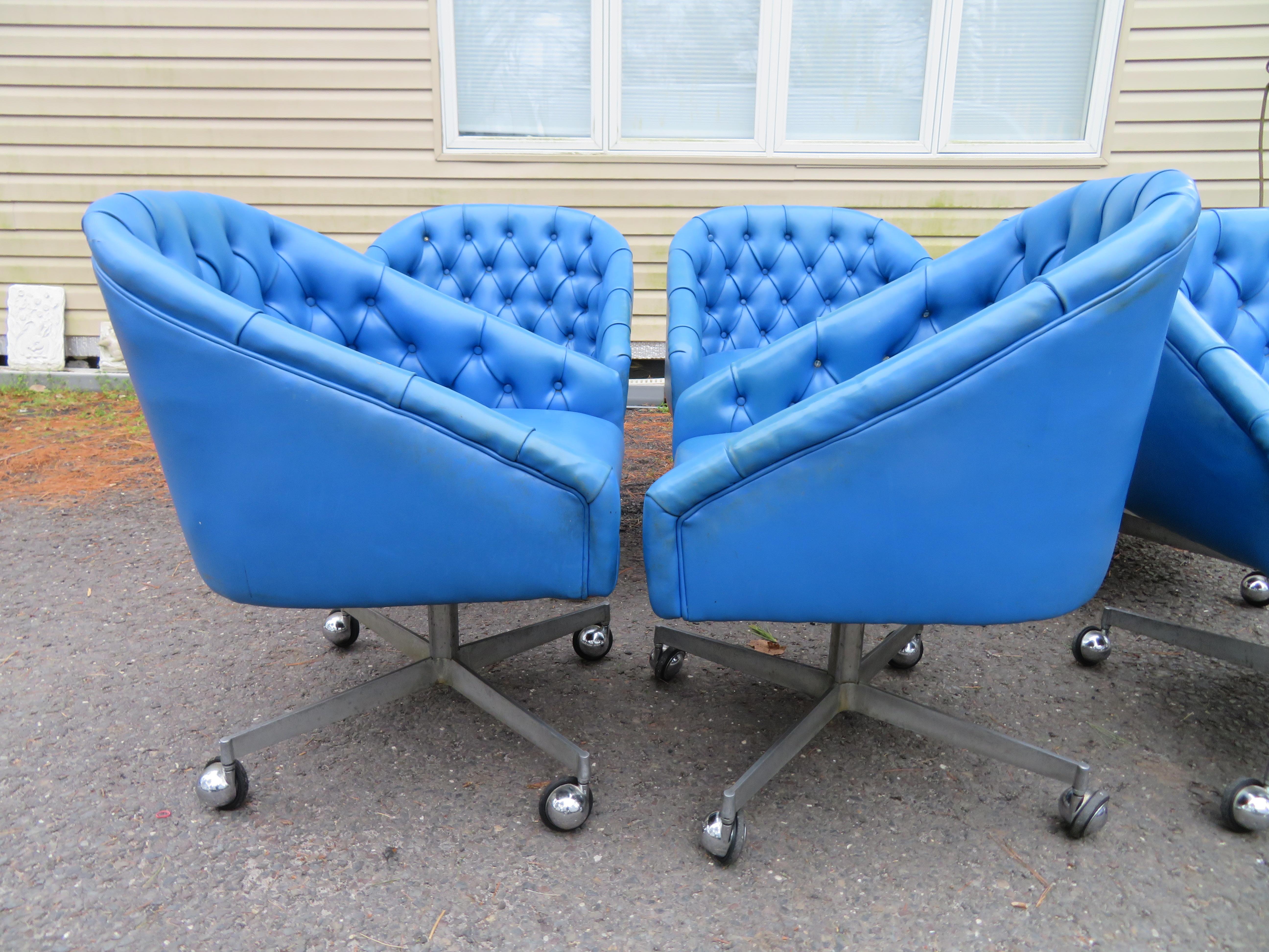 Wunderschönes Set aus 6 Shelby Williams-Rollstuhlen, getuftet, Mid-Century (Moderne der Mitte des Jahrhunderts) im Angebot
