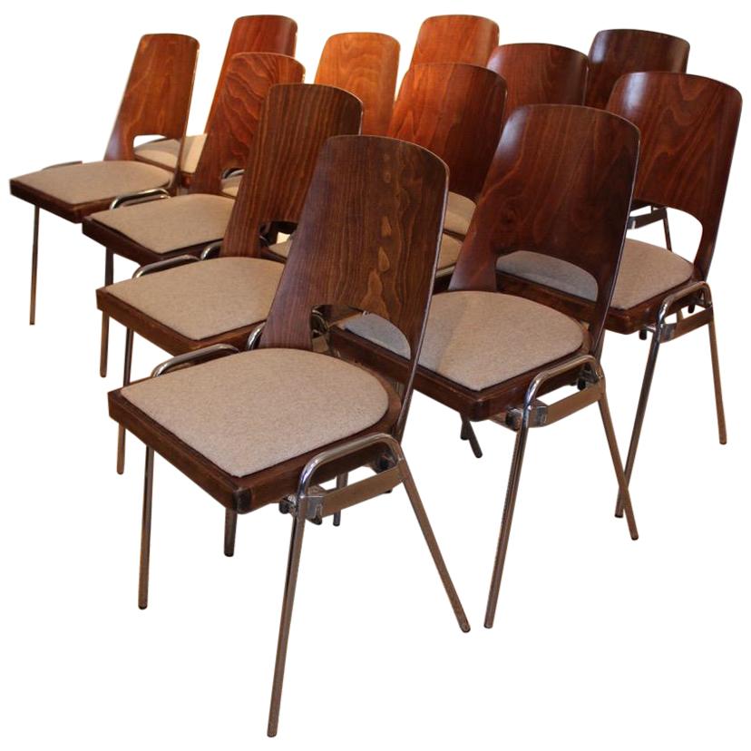 Wonderful Set of 12 Mid-20th Century Dining Chairs For Sale