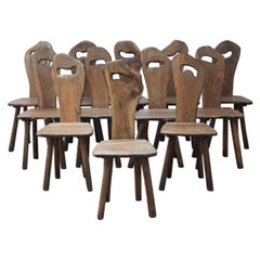 Wonderful Set of 12 Olive Wood French Chairs