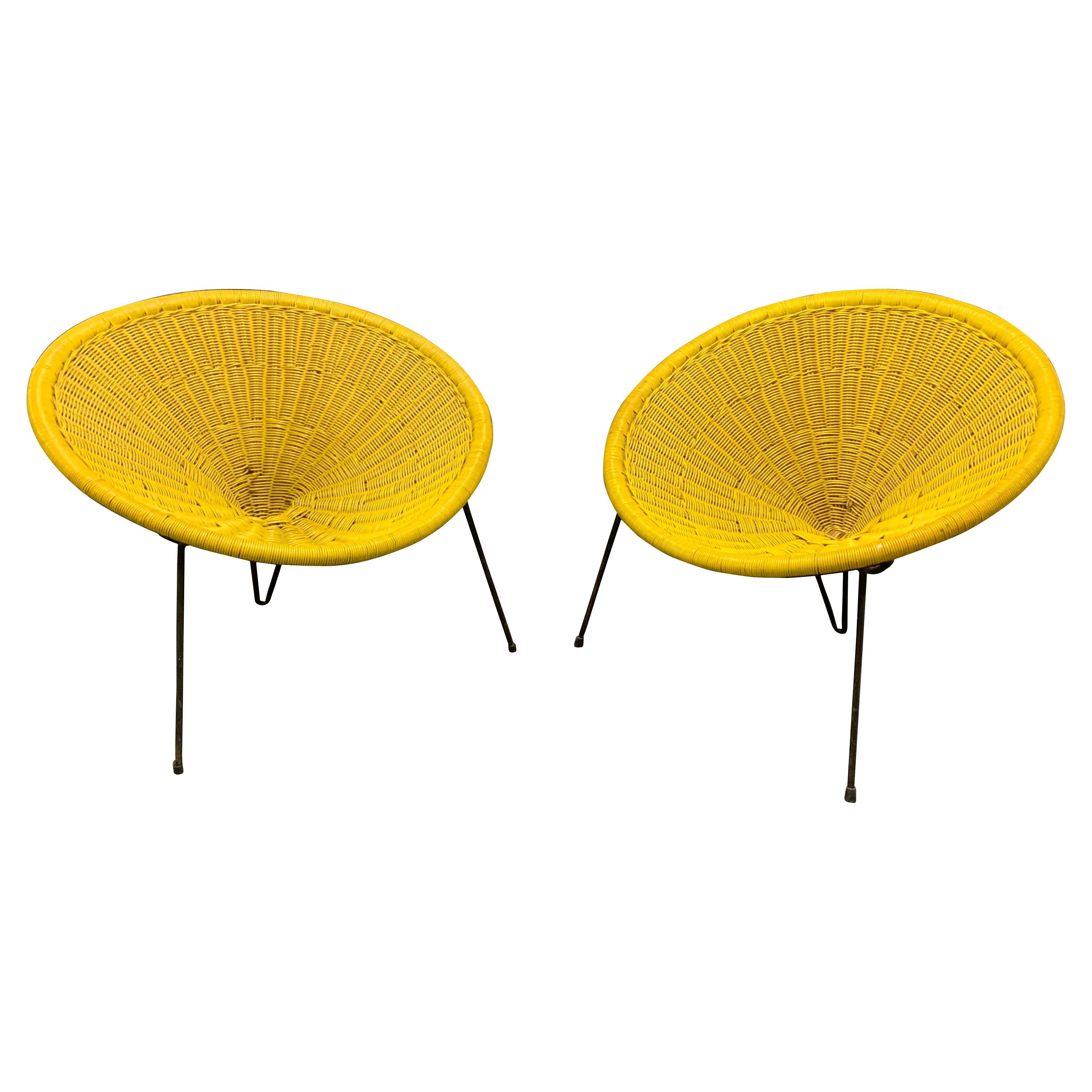 Wonderful Set of 2 Cane Lounge Chairs by Roberto Mango
