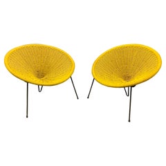 Merveilleux ensemble de 2 chaises longues en rotin de Roberto Mango