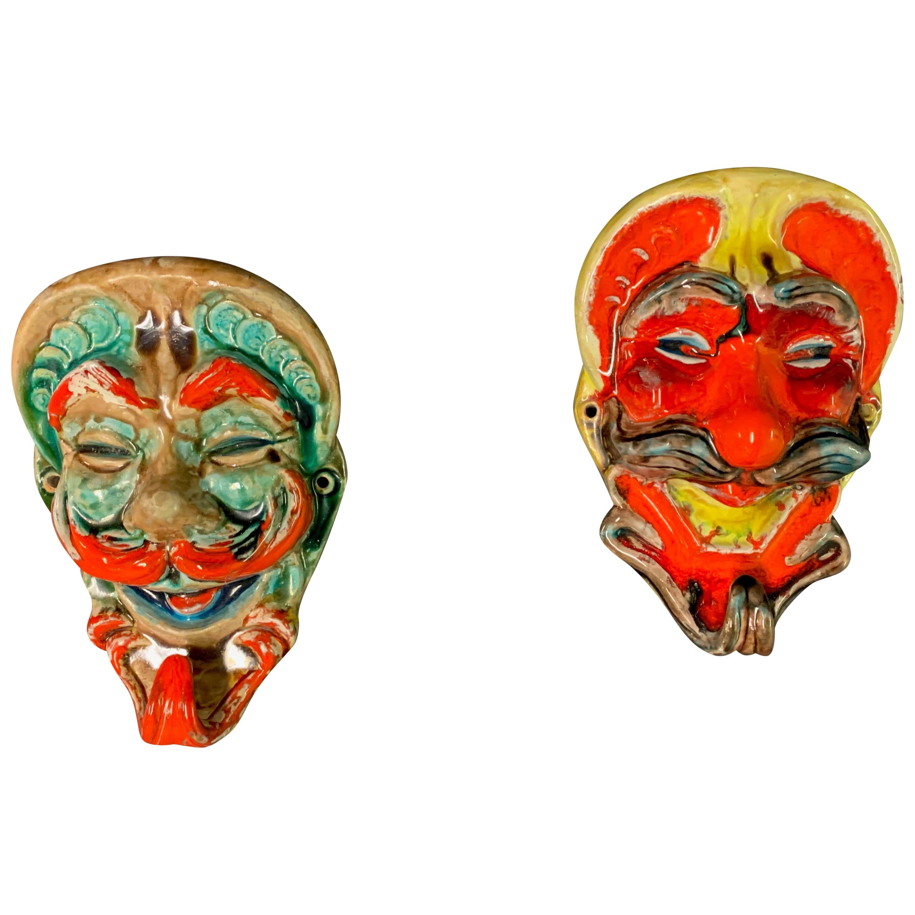 Wonderful Set of 2 Masks or Coathangers For Sale