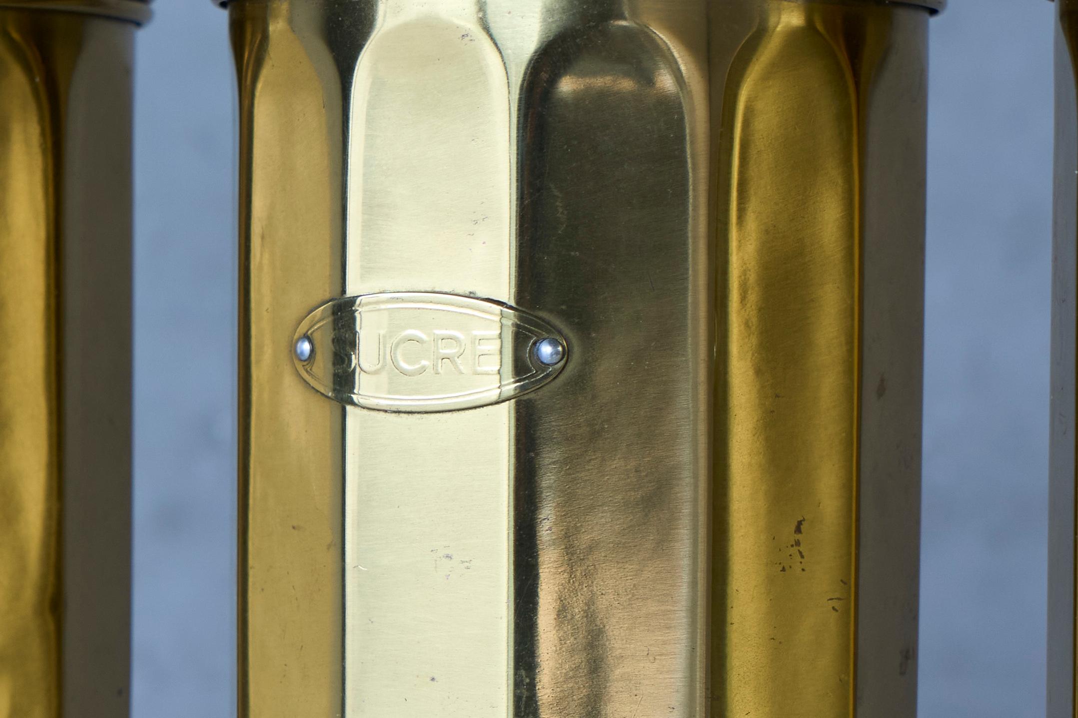 Wonderful Set of 3 Brass Kitchen Canisters Early 20th Century In Good Condition In Meer, VAN