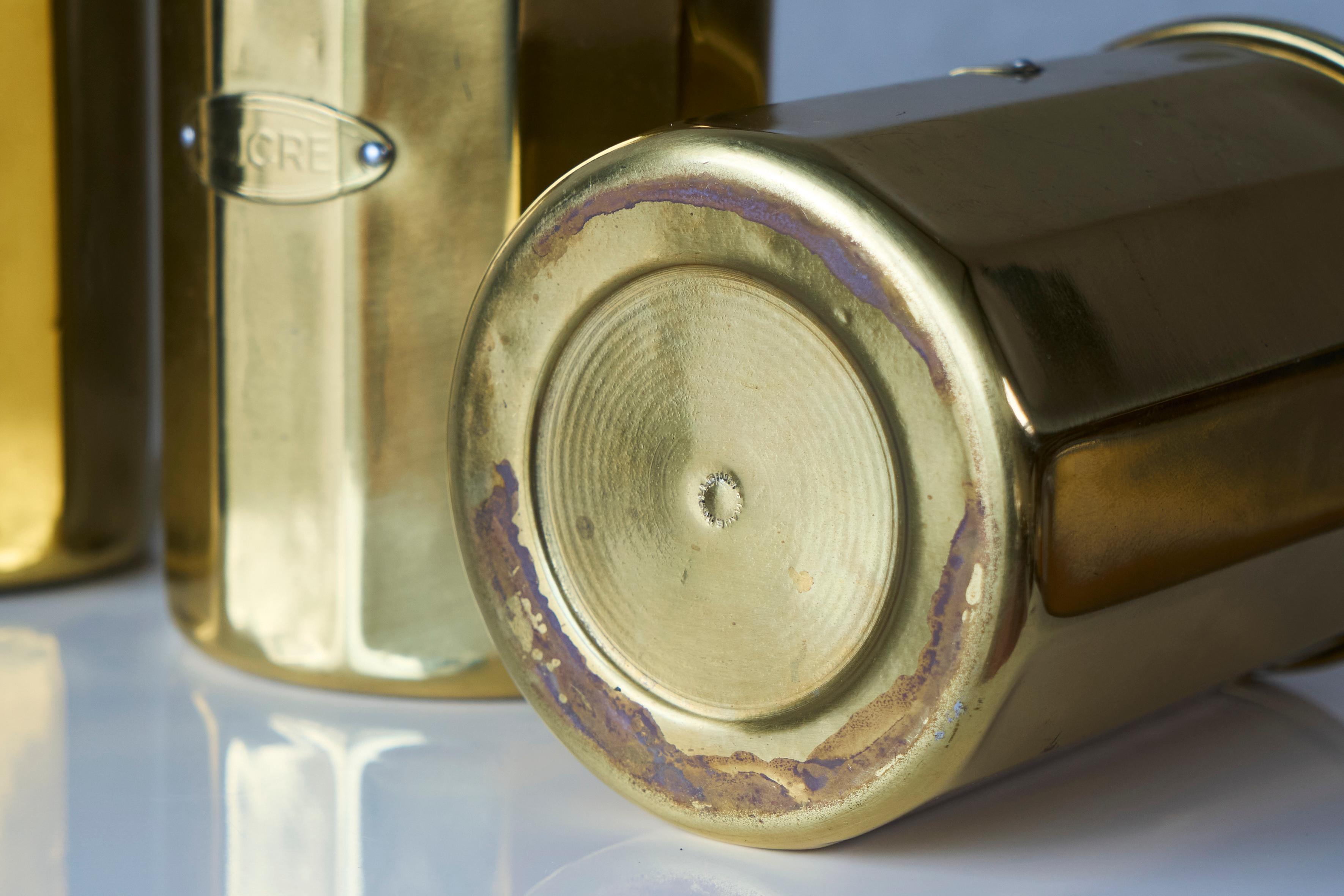 Wonderful Set of 3 Brass Kitchen Canisters Early 20th Century 3