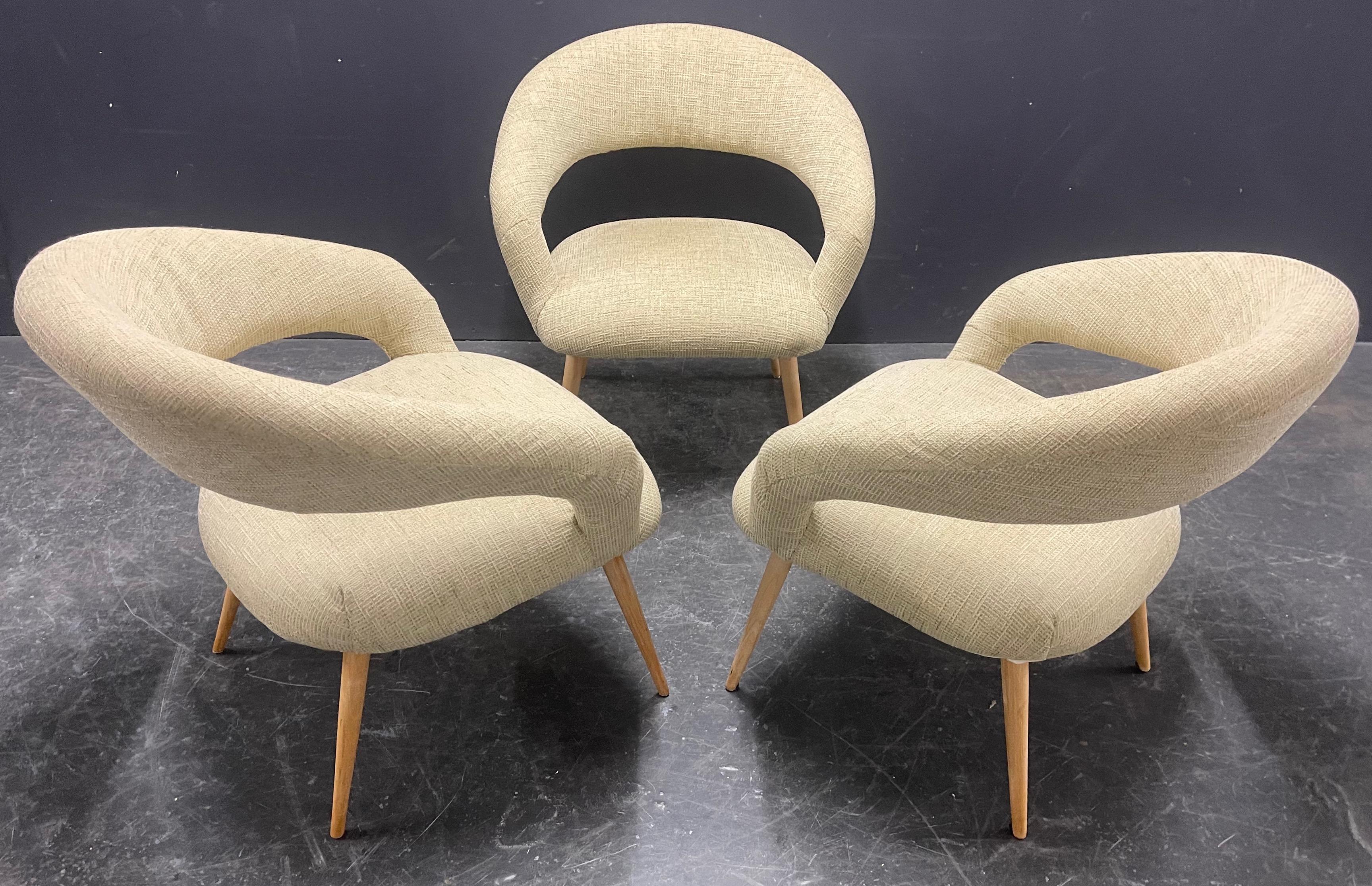 wonderful set of 3 elegant lounge chairs For Sale 5