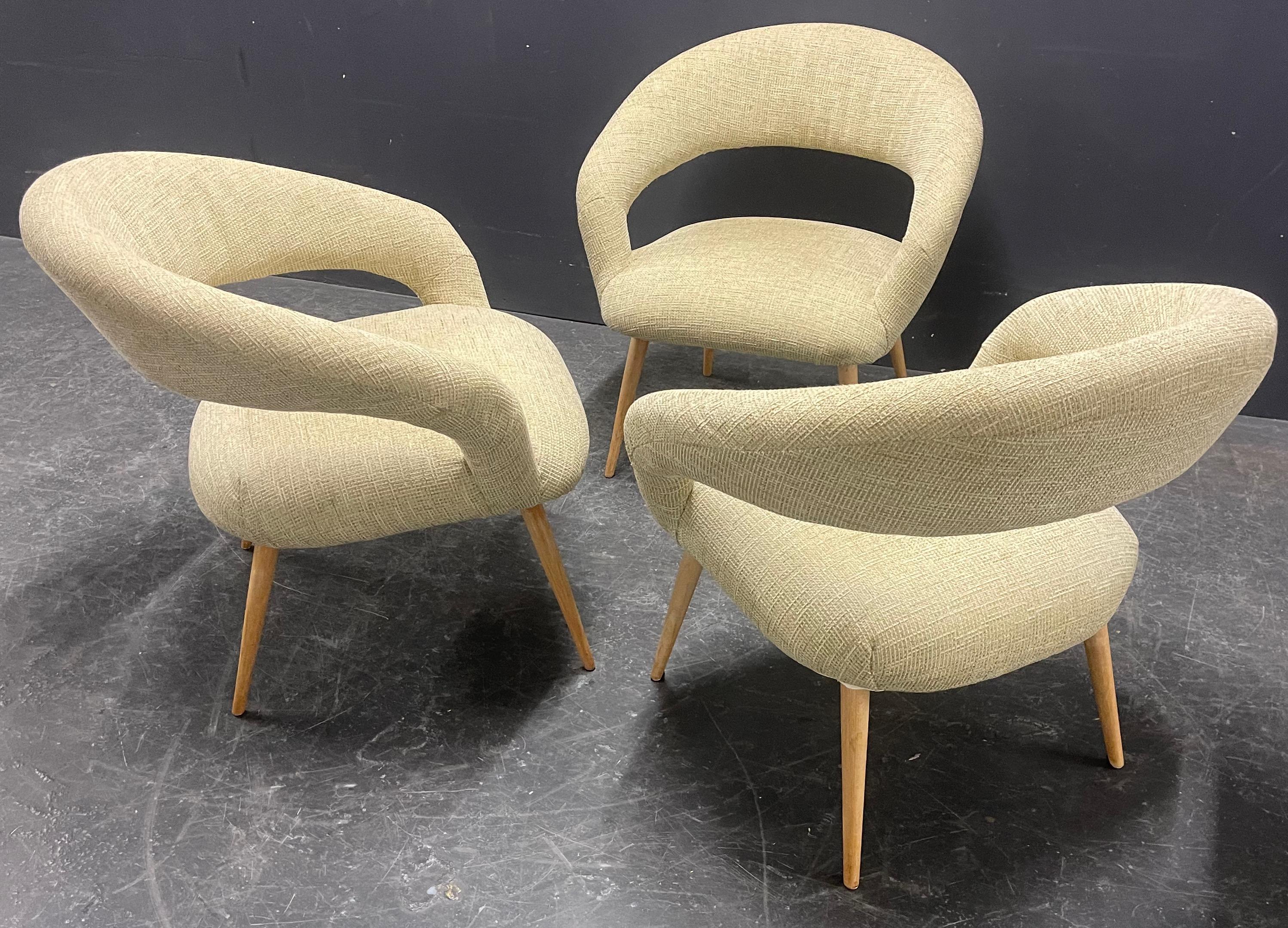wonderful set of 3 elegant lounge chairs For Sale 6