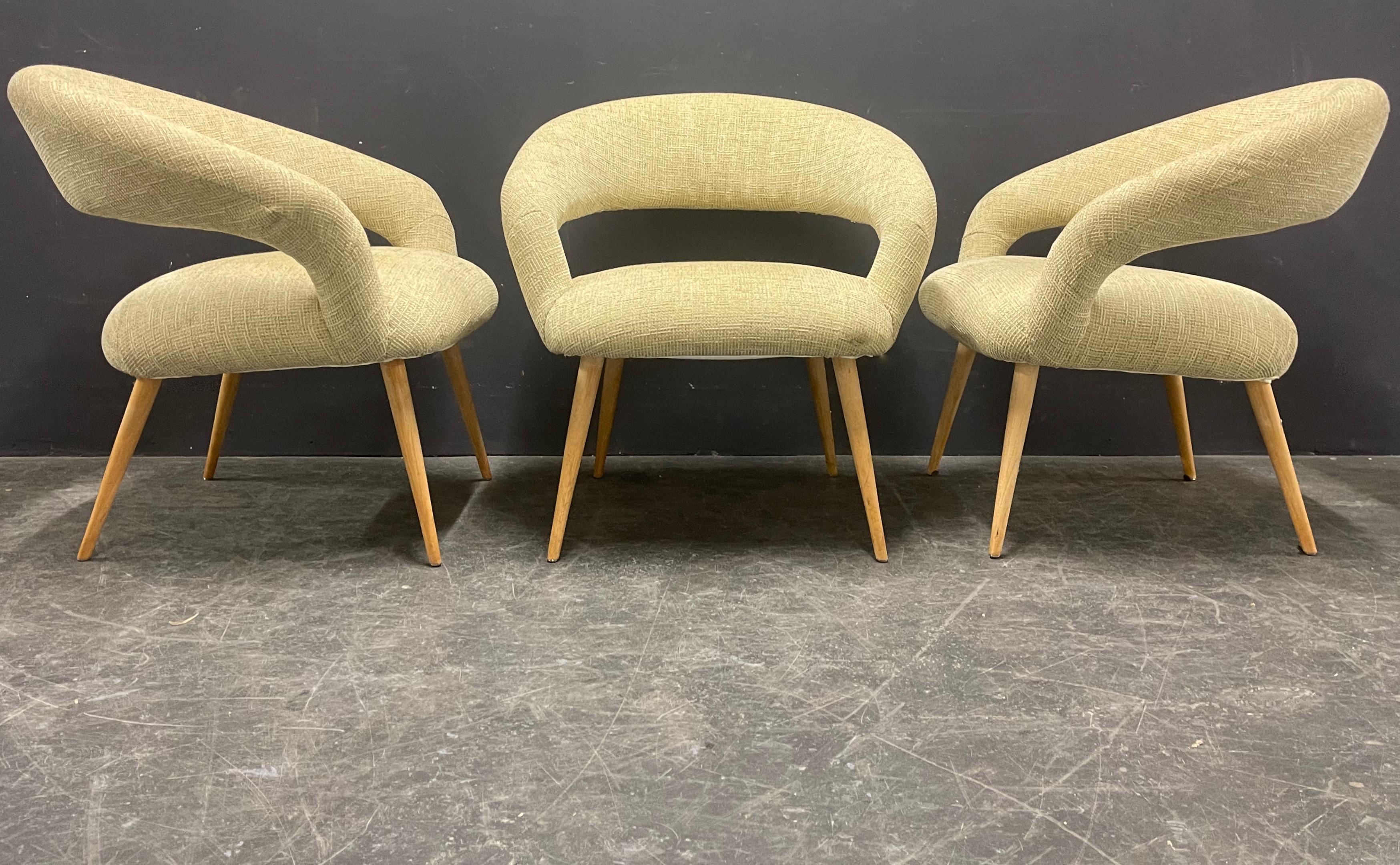 wonderful set of 3 elegant lounge chairs For Sale 7
