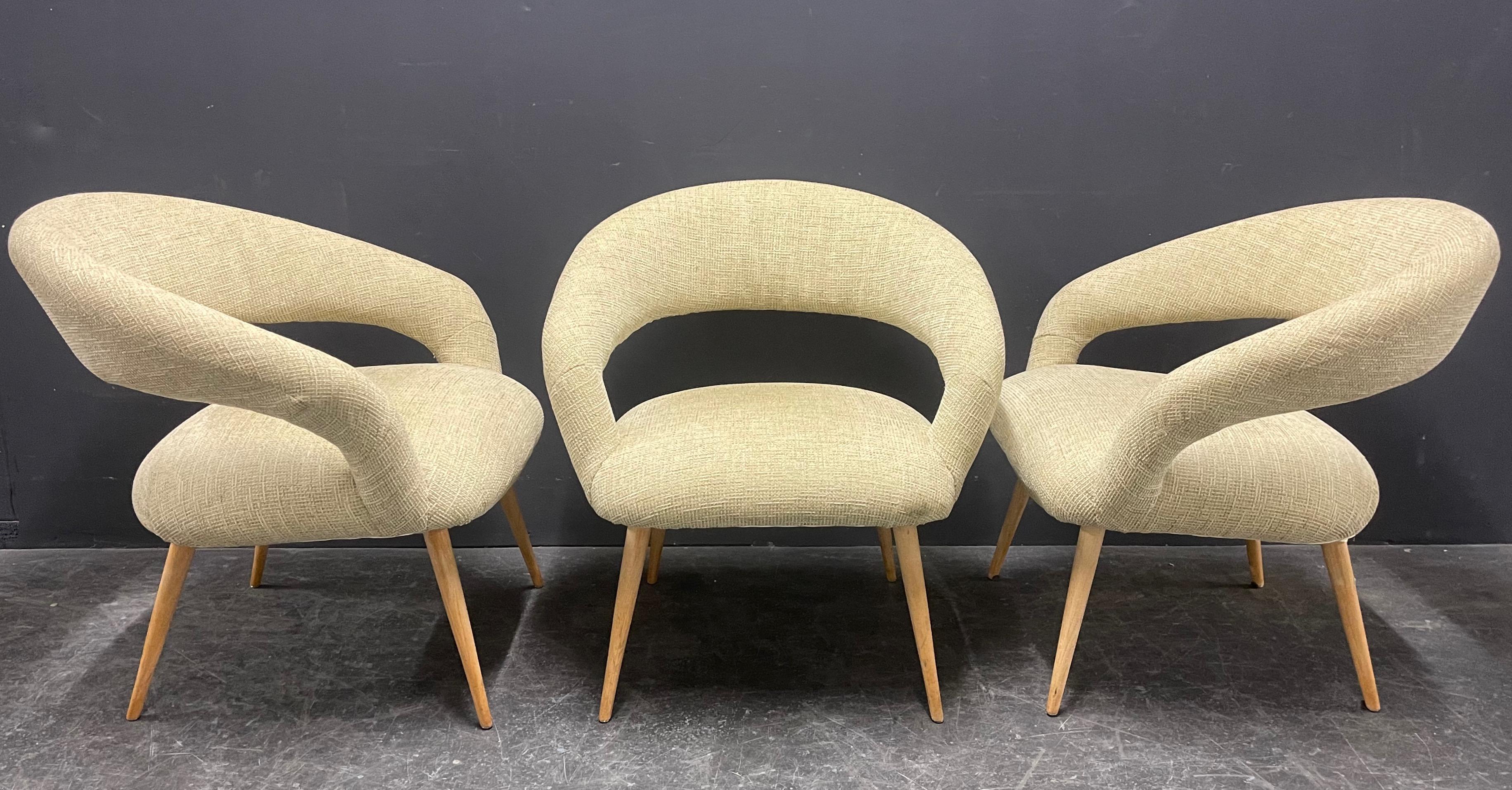 wonderful set of 3 elegant lounge chairs For Sale 9