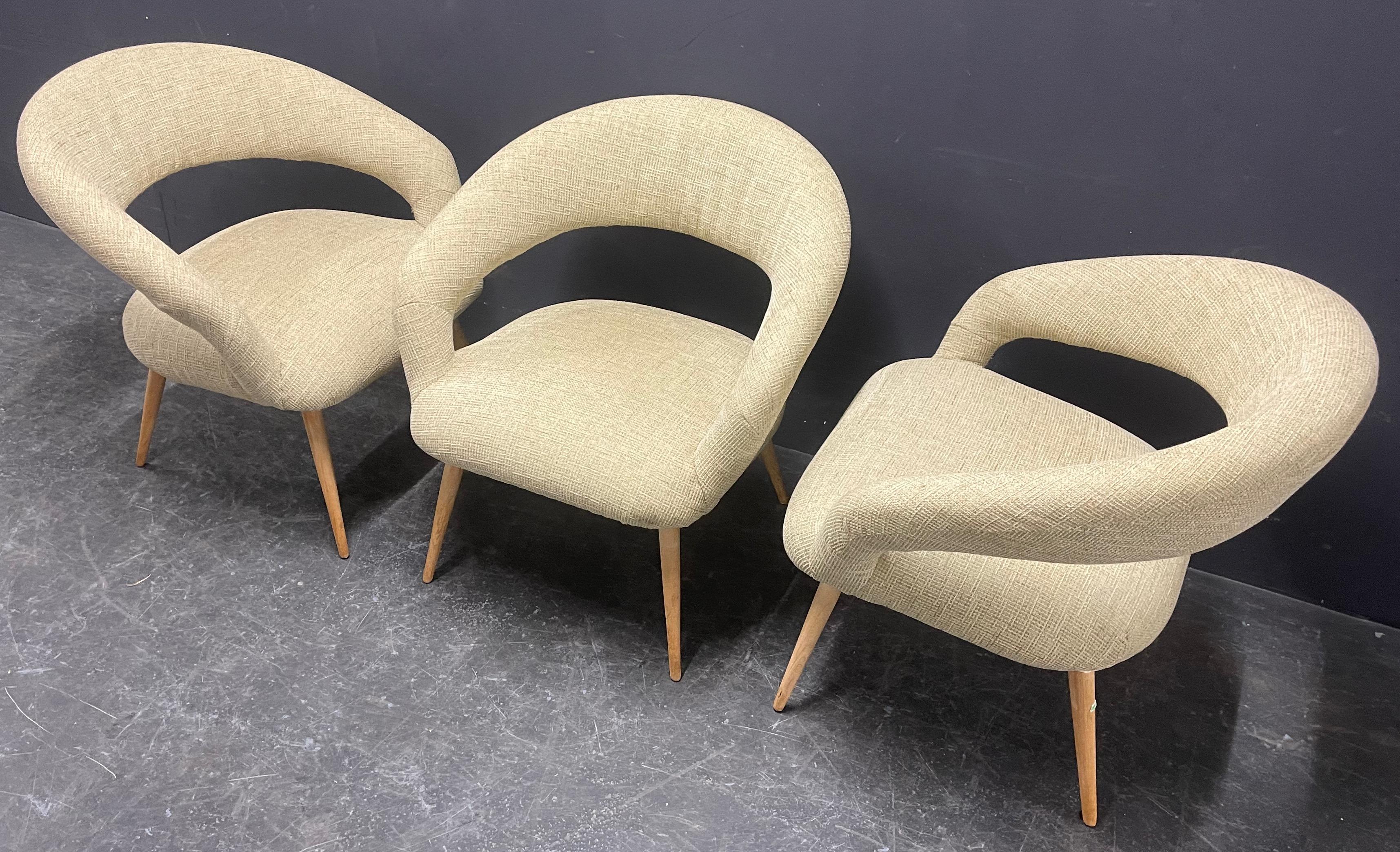 wonderful set of 3 elegant lounge chairs For Sale 10